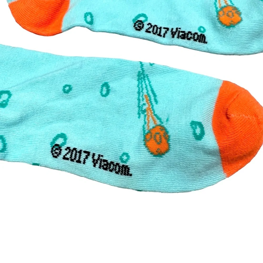 NICKELODEON RUGRATS REPTAR NOVELTY GREEN AND ORANGE CREW SOCKS
